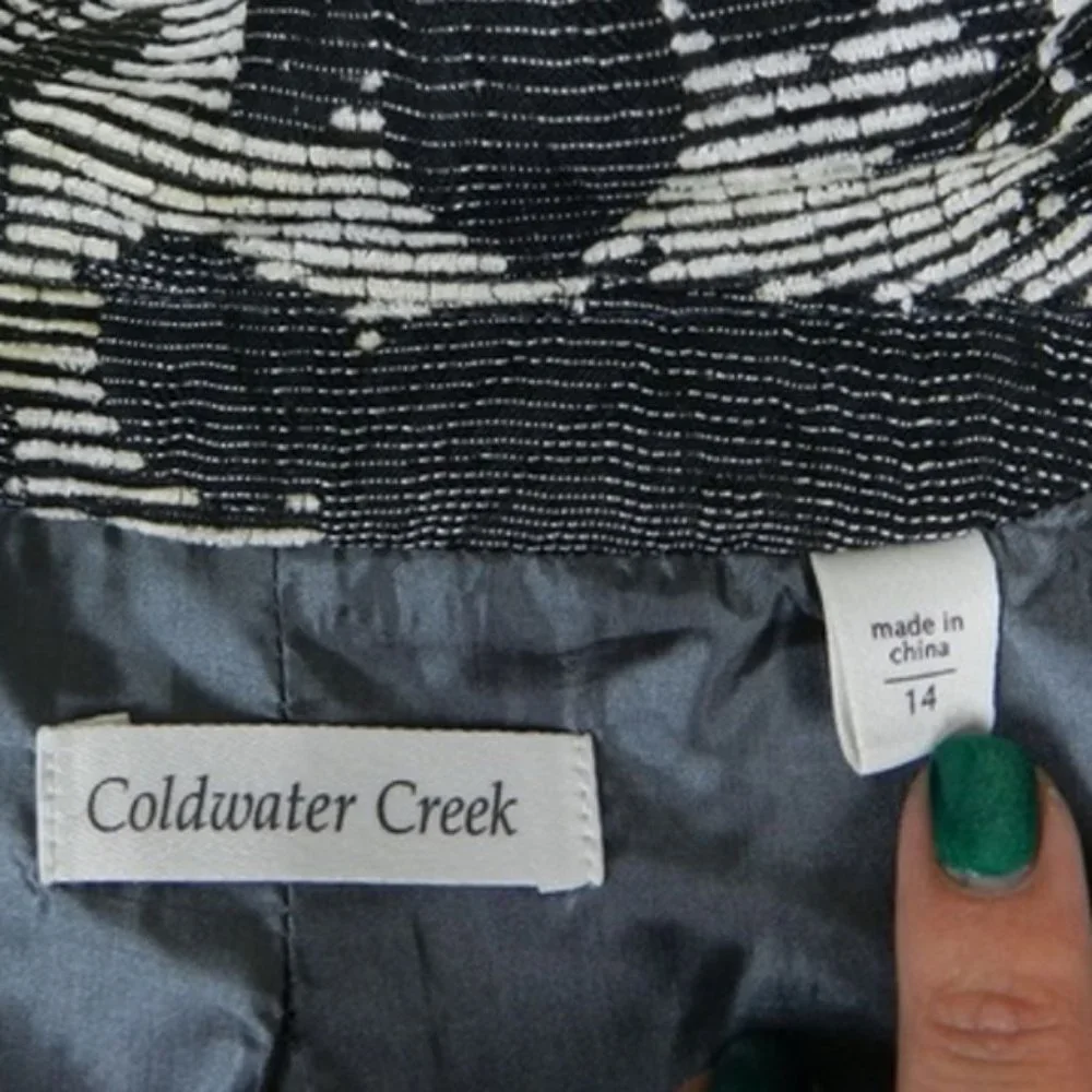 Coldwater Creek:  Beautiful Silver Gray Jacquard Jacket - Picture 5 of 5